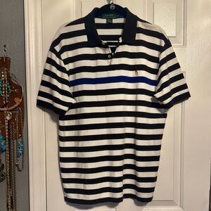 Vintage Lauren Ralph Lauren Striped Rugby Polo Mens Size Large 100% Cotton